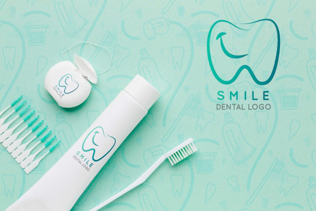 Dental Care Accessories With Mock-Up Psd