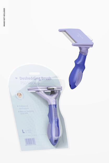 Deshedding Brushes Packaging Mockup, Floating Psd