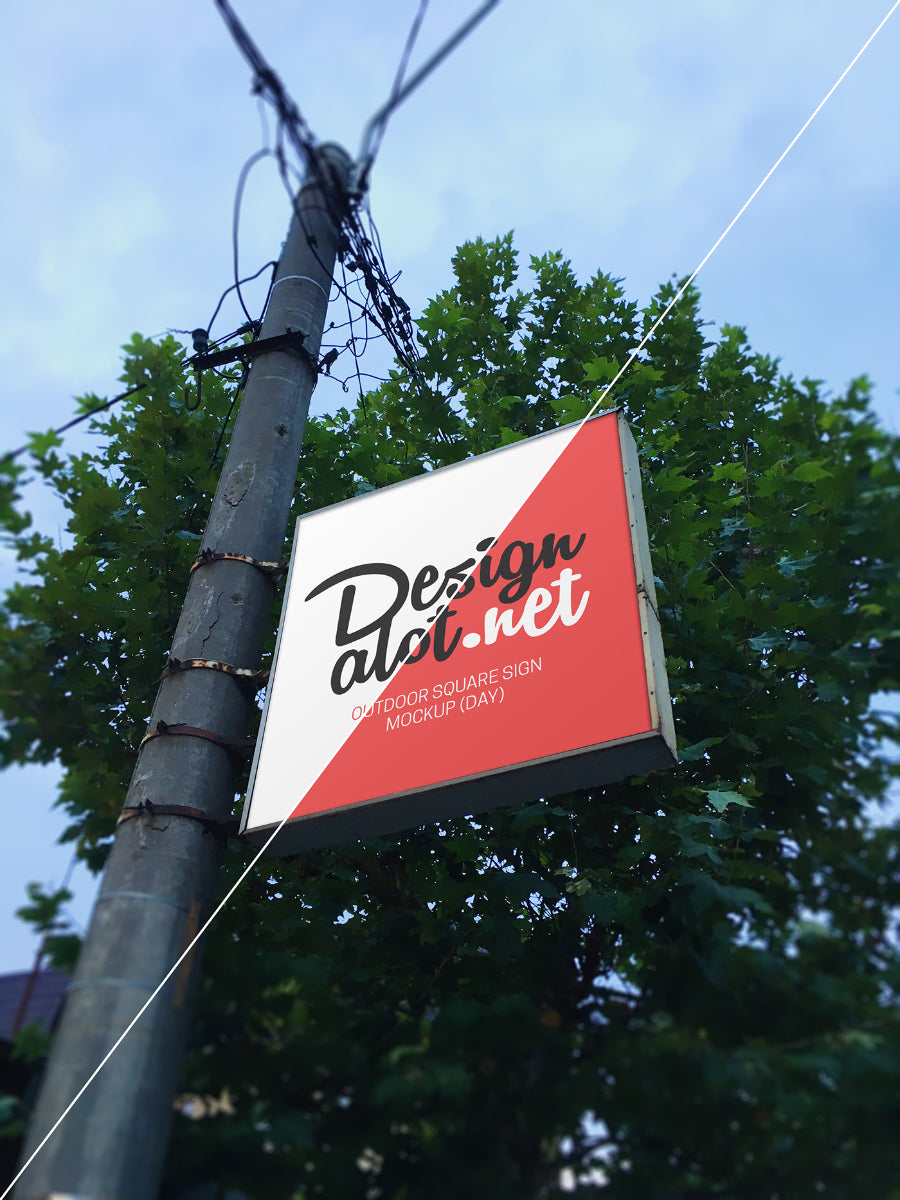 Rough Square Sign Realistic Mockup