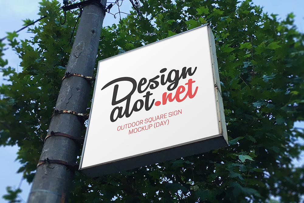 Rough Square Sign Realistic Mockup