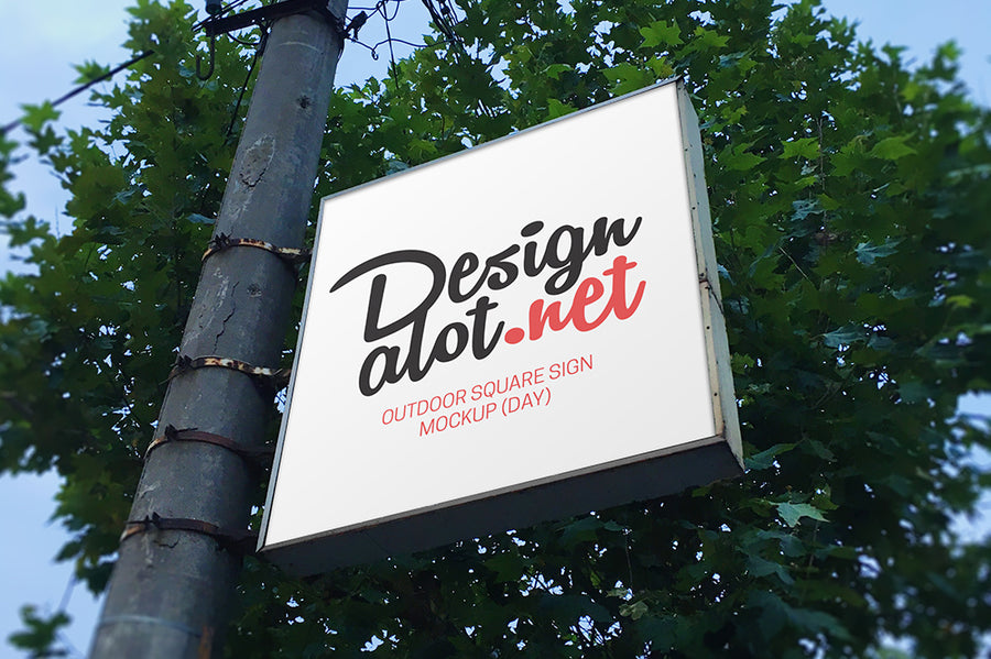 Rough Square Sign Realistic Mockup