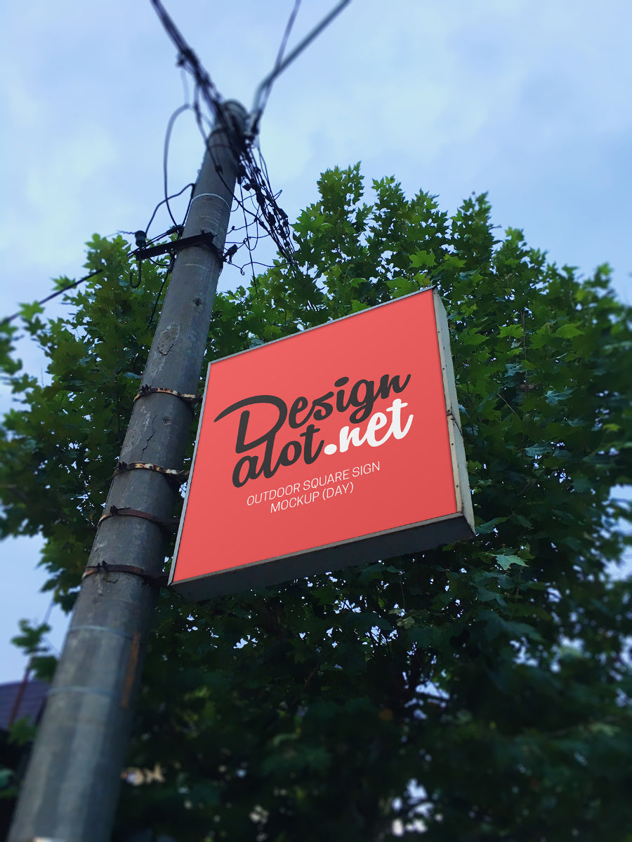 Rough Square Sign Realistic Mockup