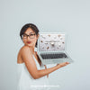 Design Of Mock Up With Winking Woman And Laptop Psd