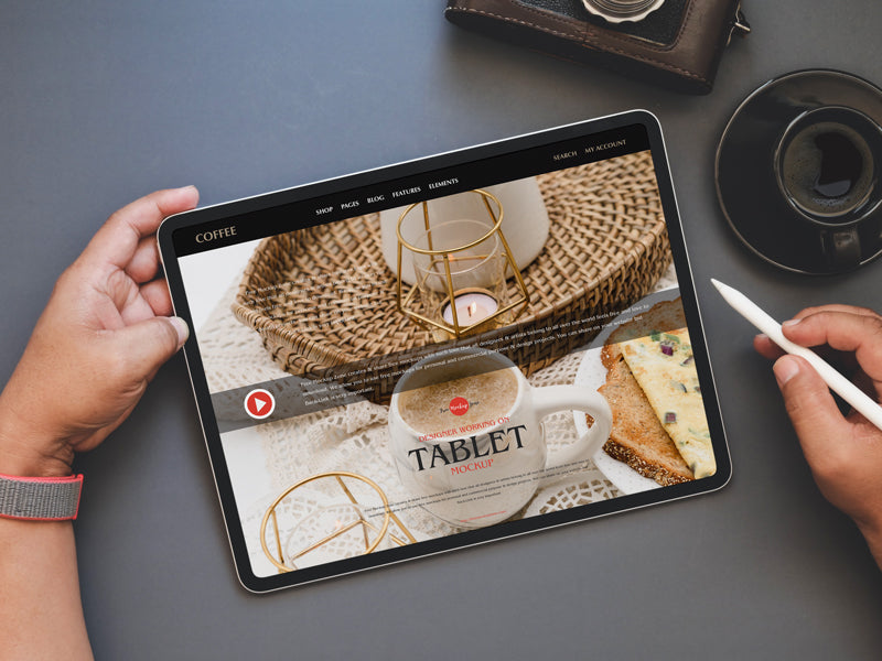 Designer Working On Tablet Mockup
