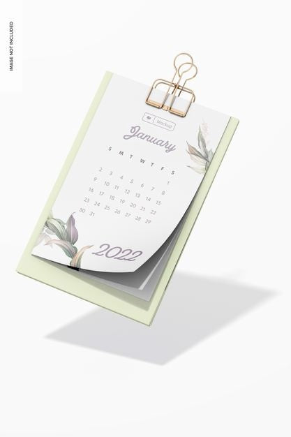 Desk Calendar Mockup, Floating Psd
