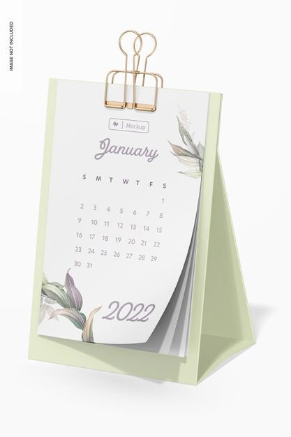 Desk Calendar Mockup, Perspective View Psd