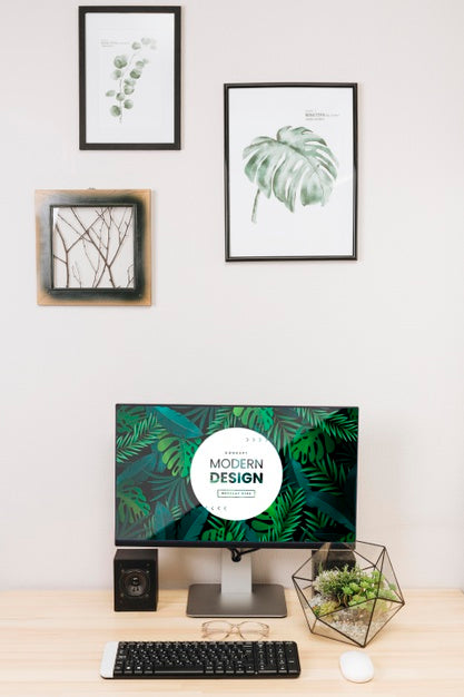 Desk Concept With Computer Psd