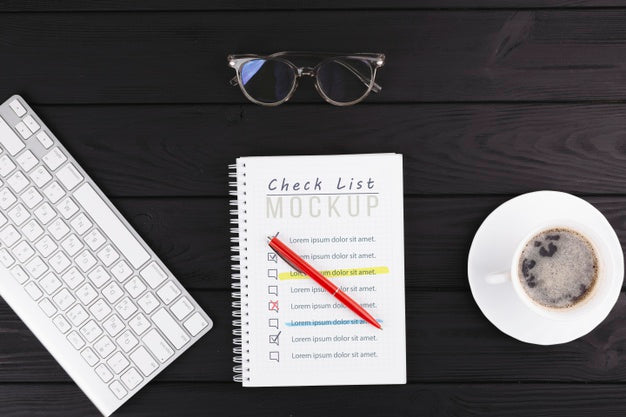 Desk Concept With Keyboard And Coffee Psd