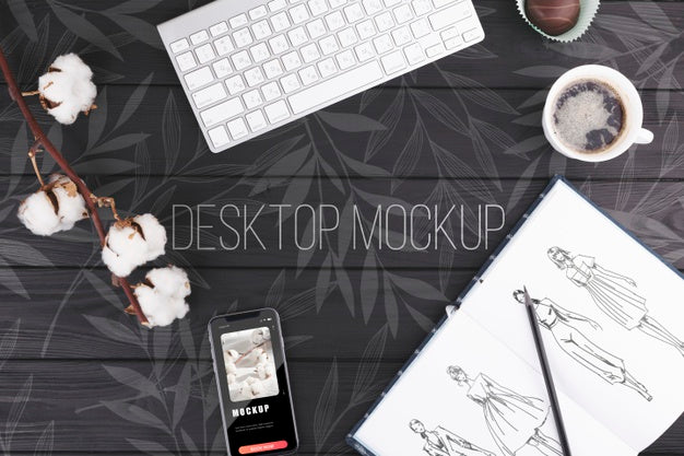 Desk Concept With Keyboard Mock-Up Psd