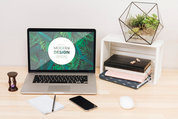 Desk Concept With Laptop Psd