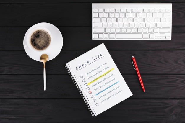 Desk Concept With Notebook And Keyboard Psd