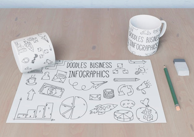 Desk Concept With Sketch Sheets Psd