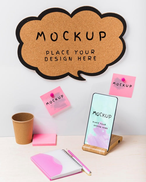 Desk Concept With Sticky Notes Mock-Up Psd