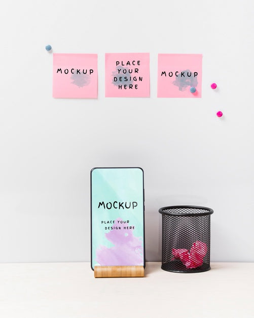 Desk Concept With Sticky Notes Mock-Up Psd