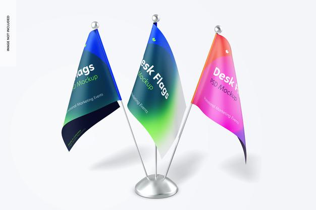 Desk Flags Mockup Psd