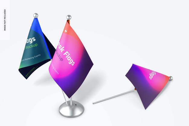 Desk Flags Mockup Psd