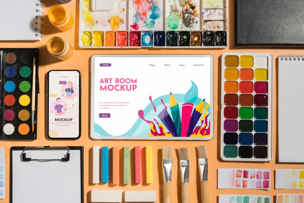 Desk Of Painting Artist Psd