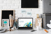 Desk Of Painting Artist With Laptop Psd
