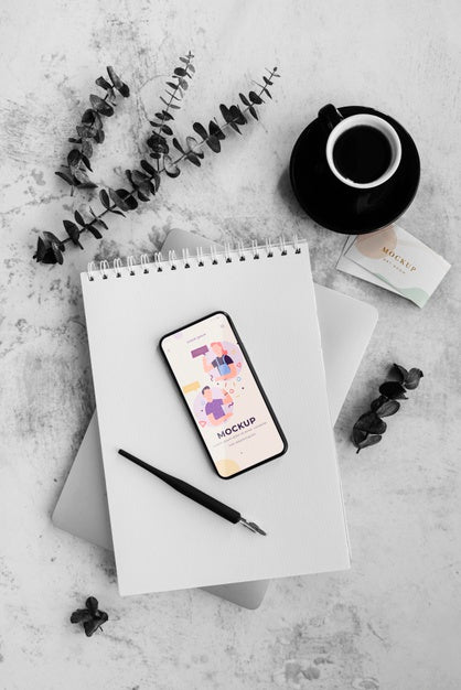 Desk Of Painting Artist With Notebook Psd