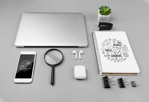 Desk Office With Modern Devices Psd