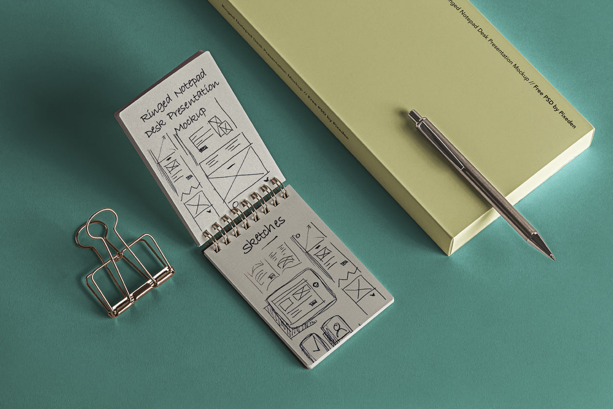 Desk Psd Ringed Notepad Mockup