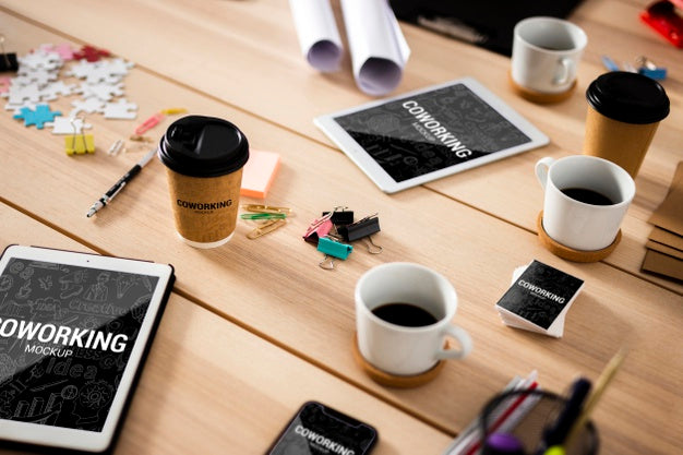 Desk With Modern Devices At Office Psd