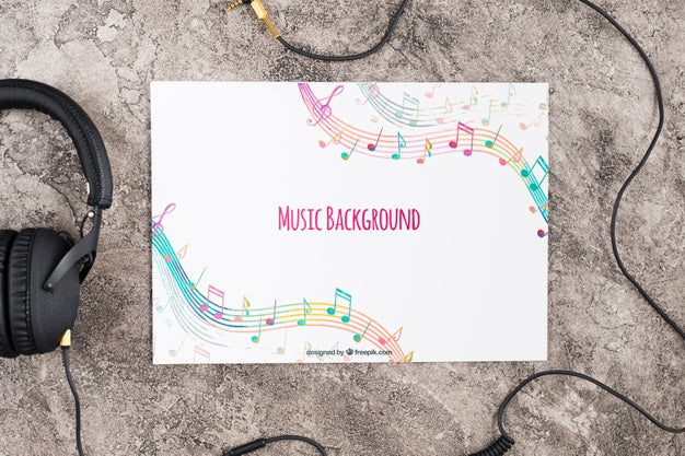 Desk With Musical Paper Design Psd
