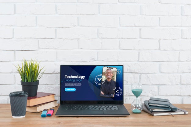 Desk With Plant And Tools Mock-Up Psd