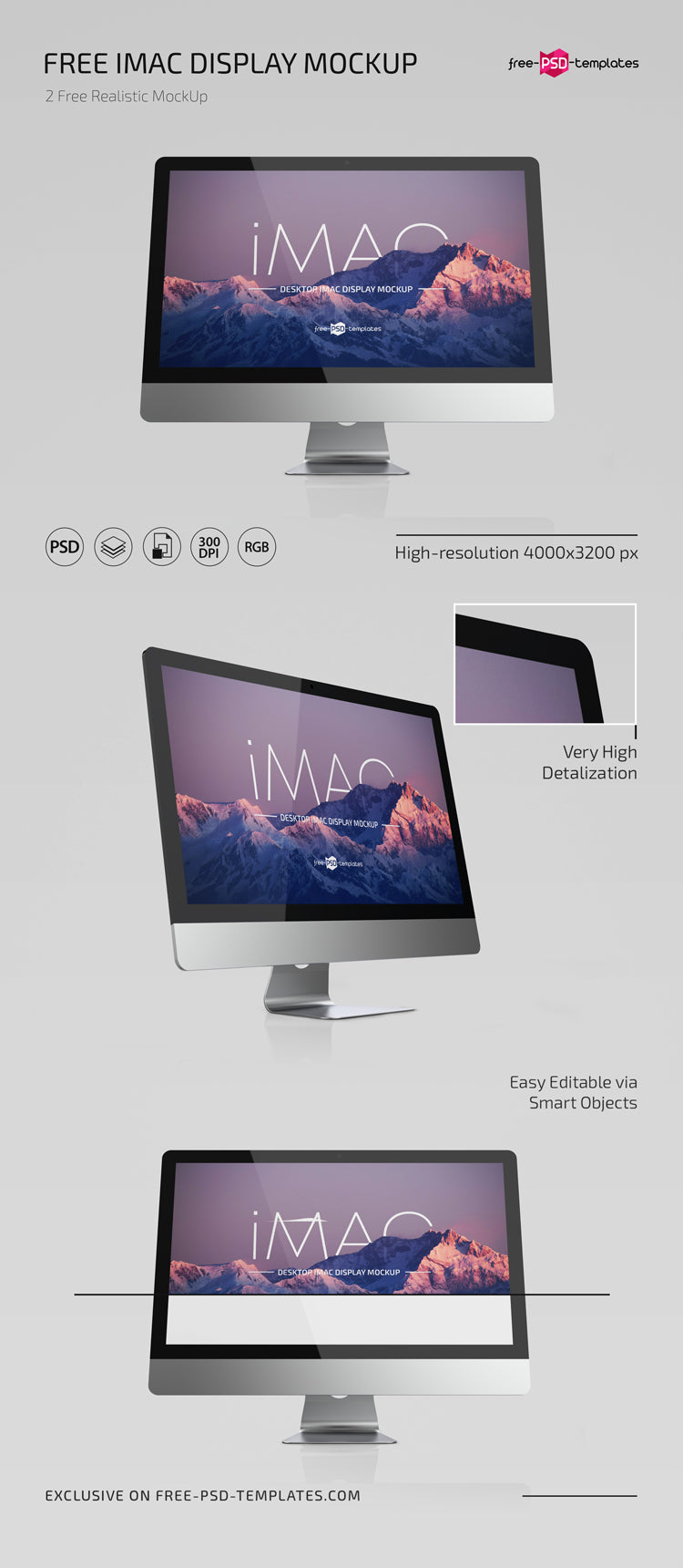Desktop Imac Display Mockup Template In Psd