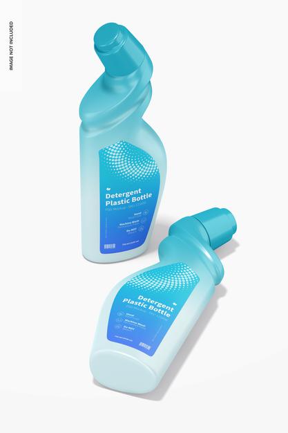 Detergent Plastic Bottle Mockup, Dropped Psd