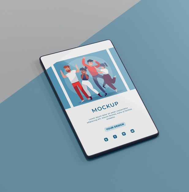 Device With Social Media Platform Mock-Up Psd