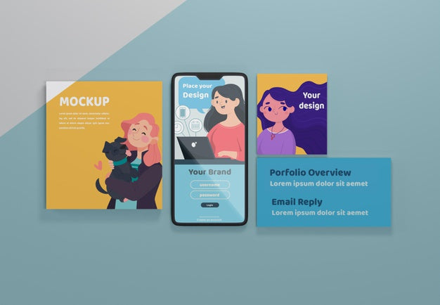 Device With Social Media Platform Mock-Up Psd