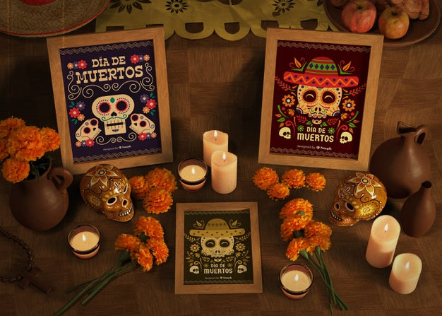 Dia De Muertos Diversity Mock-Ups With Candles Psd