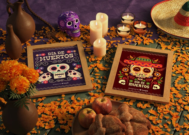 Dia De Muertos Diversity Mock-Ups With Petals Psd