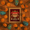 Dia De Muertos Mock-Up Surrounded By Skulls And Flowers Psd