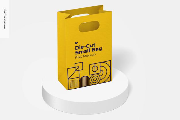 Die-Cut Small Paper Bag Mockup Psd