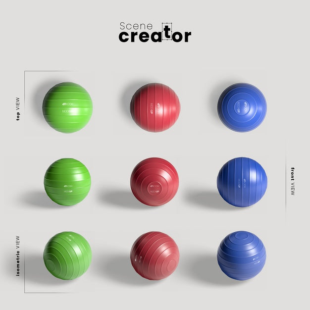 Different Colored Gym Balls Mock-Up Psd