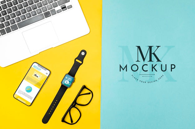 Different Devices On Desk Arrangement Psd