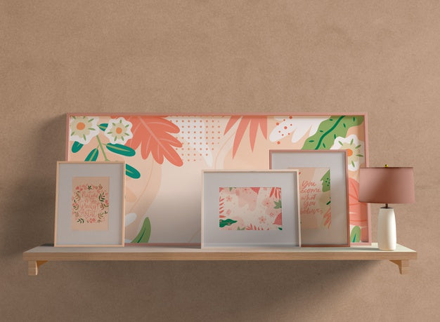 Different Frames Mock-Up On Shelf Psd