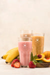 Different Fruit Summer Smoothies In Glasses Front View Psd