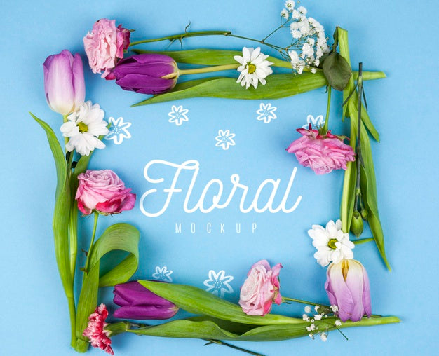 Different Types Of Flowers Framing Mockup Psd