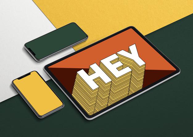 Digital Device Screen Mockup With Tablet, Laptop Computer And Phone Psd