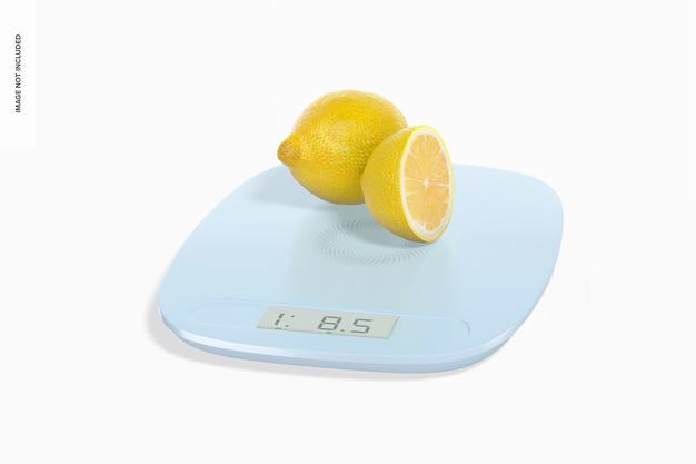 Digital Kitchen Scale Mockup With Lemons Psd