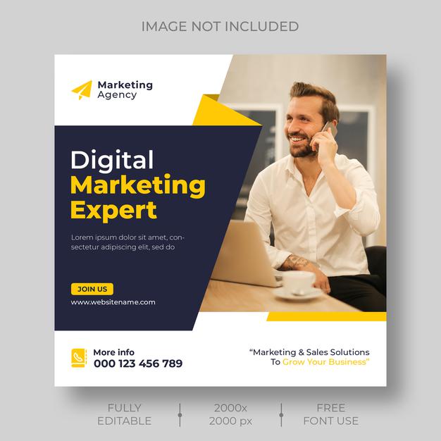 Digital Marketing Corporate Social Media And Instagram Post Template Psd