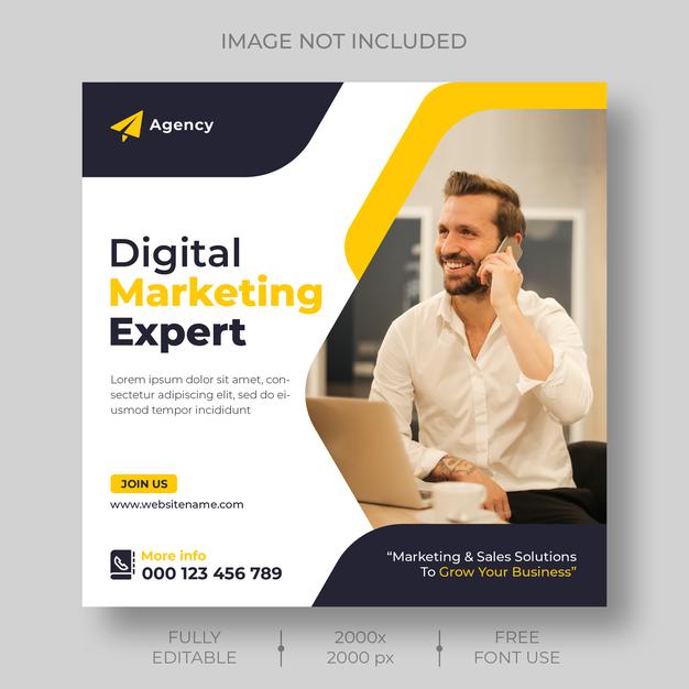 Digital Marketing Corporate Social Media And Instagram Post Template Psd