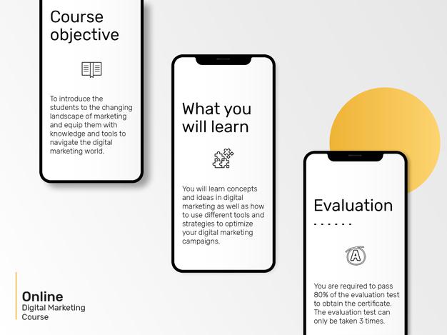 Digital Marketing Presentation Template With Mobile Screen Mockup Psd