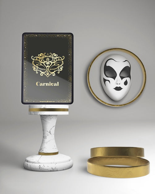 Digital Tablet Mock-Up With Masked Carnival Poster Event Psd