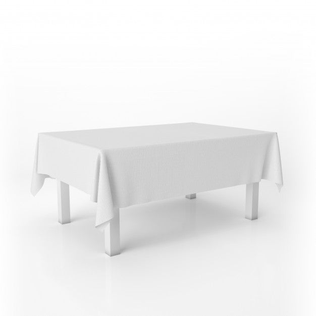 Dining Table Mockup With A White Cloth Psd