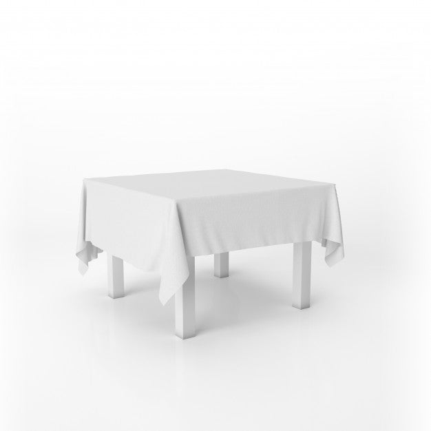 Dining Table Mockup With A White Cloth Psd