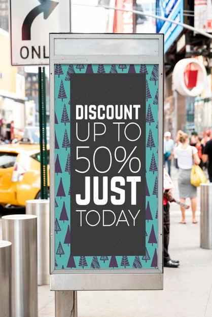 Discount Billboard Mock-Up On Street Psd